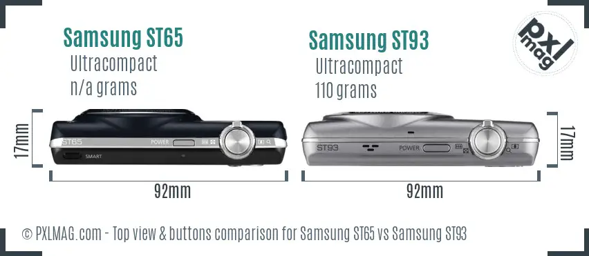 Samsung ST65 vs Samsung ST93 top view buttons comparison