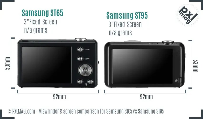 Samsung ST65 vs Samsung ST95 Screen and Viewfinder comparison