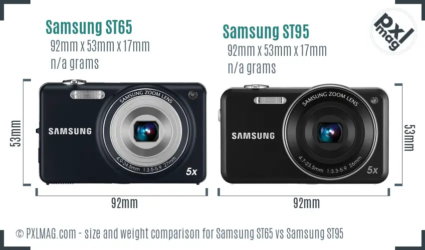 Samsung ST65 vs Samsung ST95 size comparison