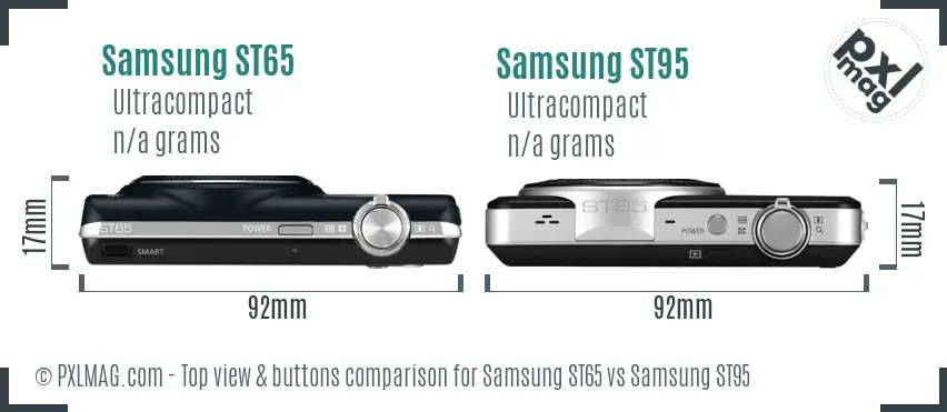 Samsung ST65 vs Samsung ST95 top view buttons comparison