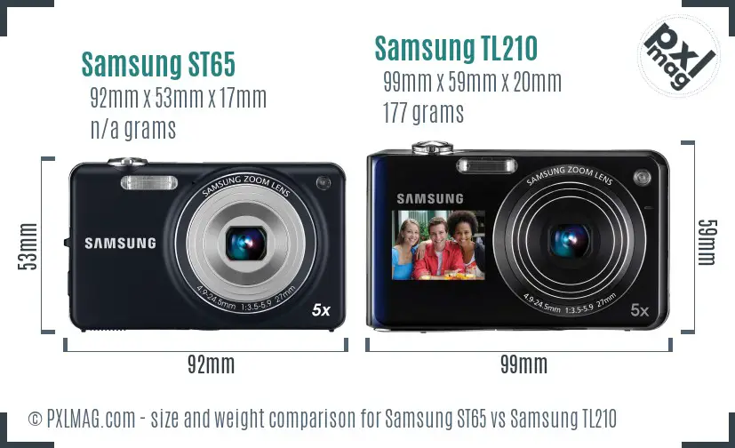 Samsung ST65 vs Samsung TL210 size comparison