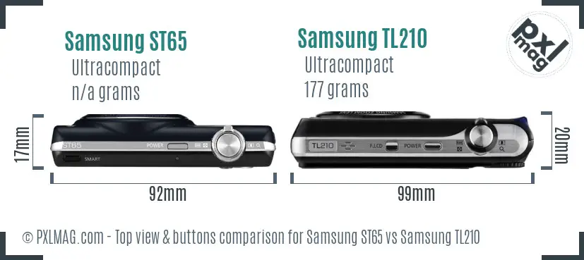 Samsung ST65 vs Samsung TL210 top view buttons comparison