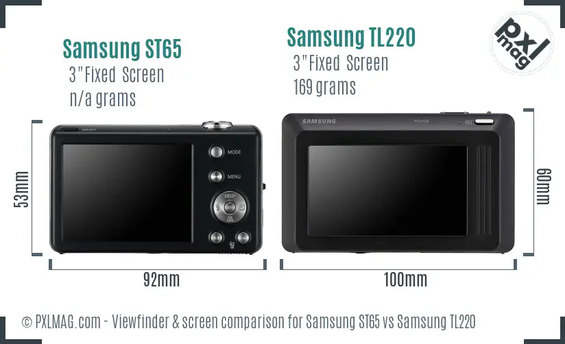 Samsung ST65 vs Samsung TL220 Screen and Viewfinder comparison