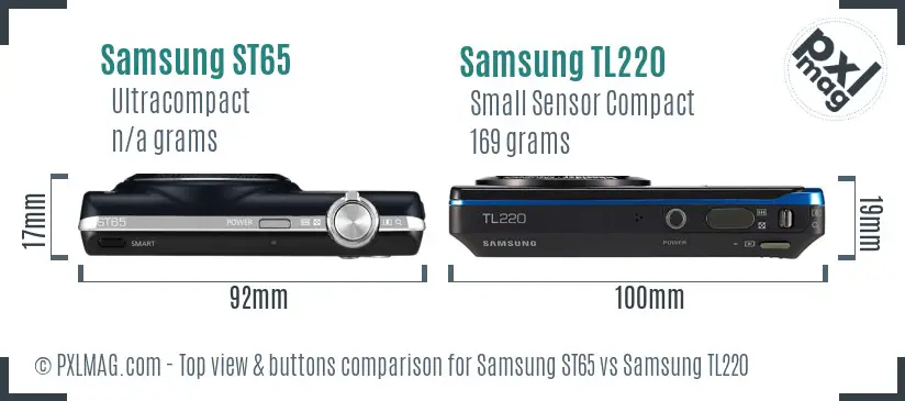 Samsung ST65 vs Samsung TL220 top view buttons comparison