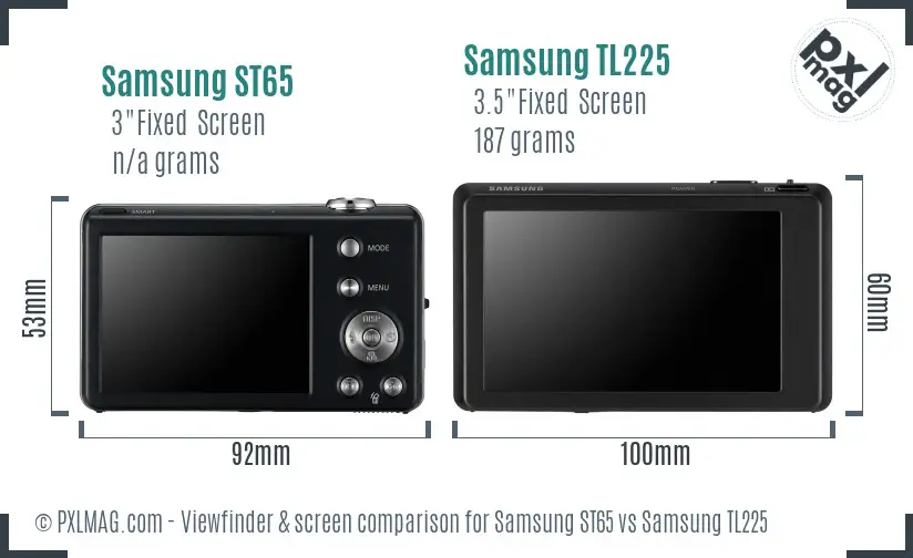Samsung ST65 vs Samsung TL225 Screen and Viewfinder comparison