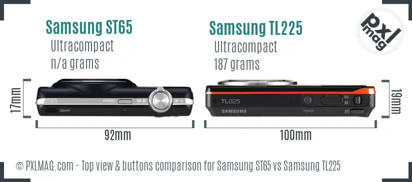 Samsung ST65 vs Samsung TL225 top view buttons comparison