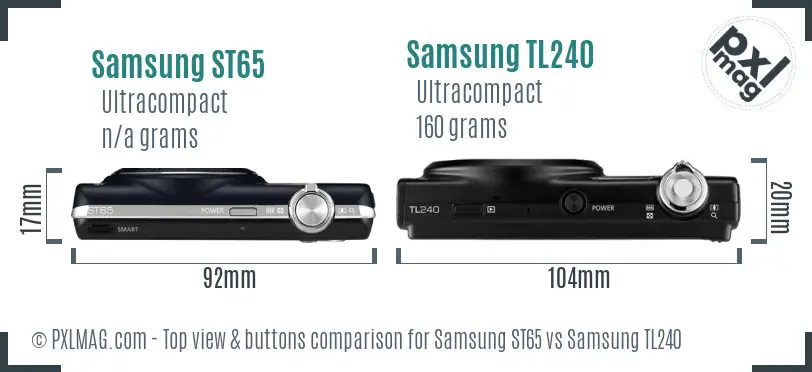 Samsung ST65 vs Samsung TL240 top view buttons comparison