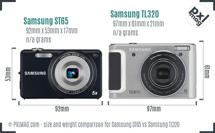 Samsung ST65 vs Samsung TL320 size comparison