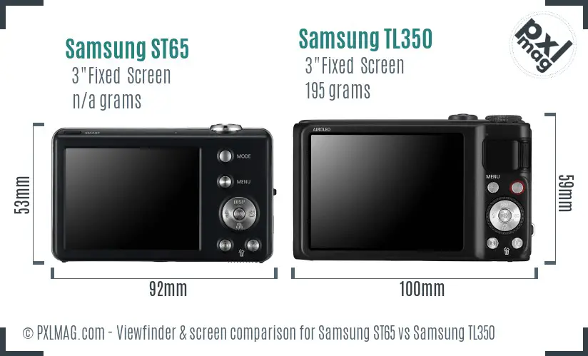 Samsung ST65 vs Samsung TL350 Screen and Viewfinder comparison