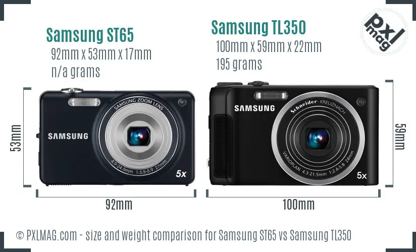 Samsung ST65 vs Samsung TL350 size comparison