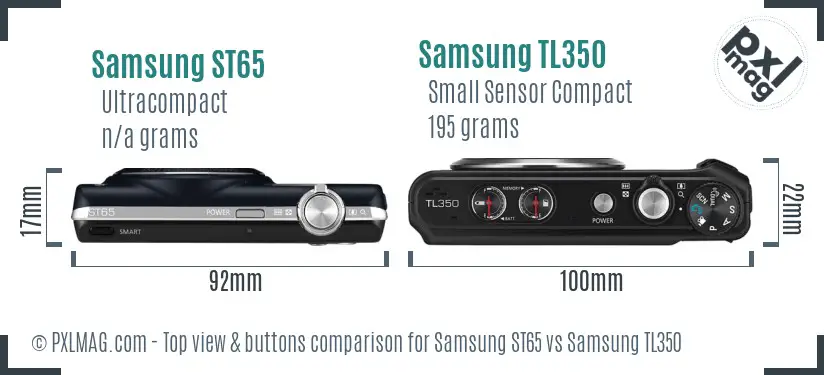 Samsung ST65 vs Samsung TL350 top view buttons comparison