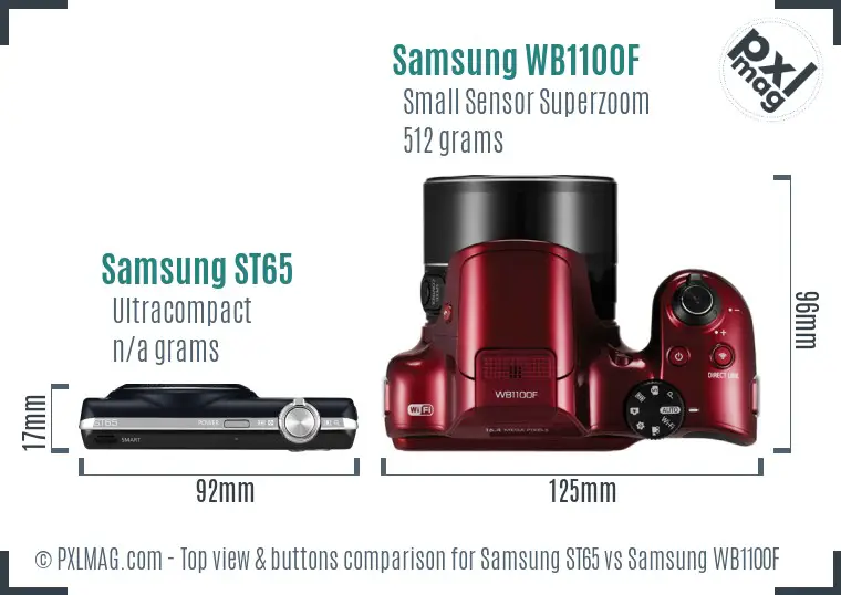 Samsung ST65 vs Samsung WB1100F top view buttons comparison