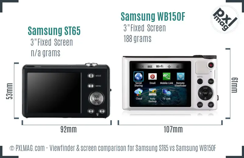 Samsung ST65 vs Samsung WB150F Screen and Viewfinder comparison