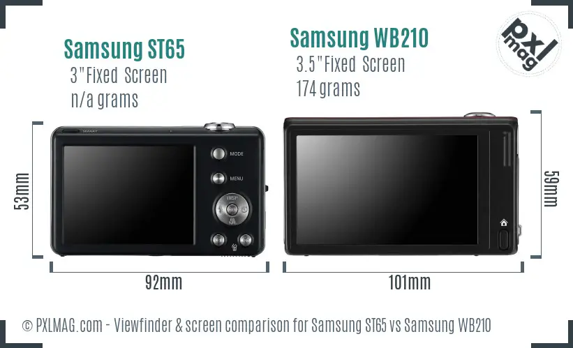 Samsung ST65 vs Samsung WB210 Screen and Viewfinder comparison