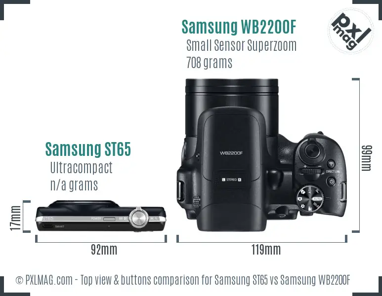 Samsung ST65 vs Samsung WB2200F top view buttons comparison