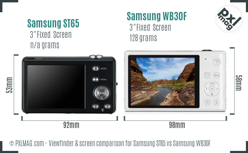 Samsung ST65 vs Samsung WB30F Screen and Viewfinder comparison