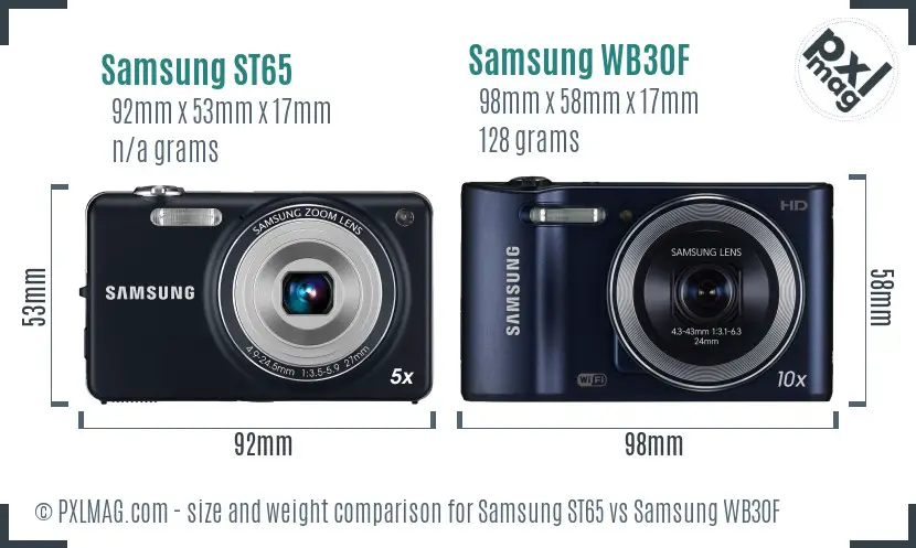 Samsung ST65 vs Samsung WB30F size comparison