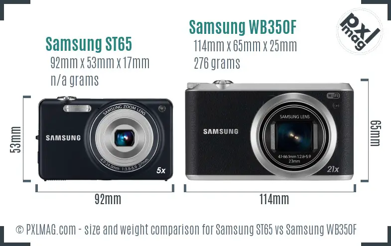 Samsung ST65 vs Samsung WB350F size comparison
