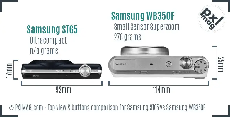 Samsung ST65 vs Samsung WB350F top view buttons comparison