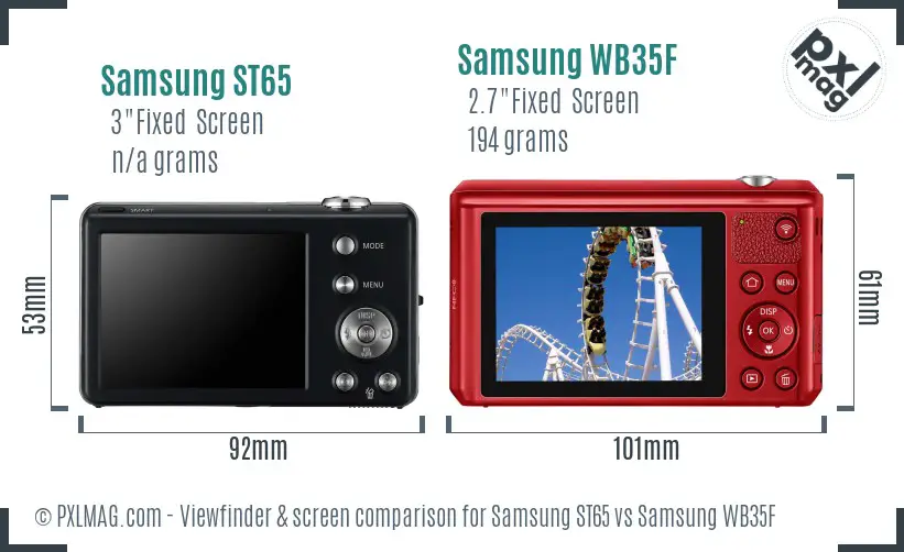 Samsung ST65 vs Samsung WB35F Screen and Viewfinder comparison