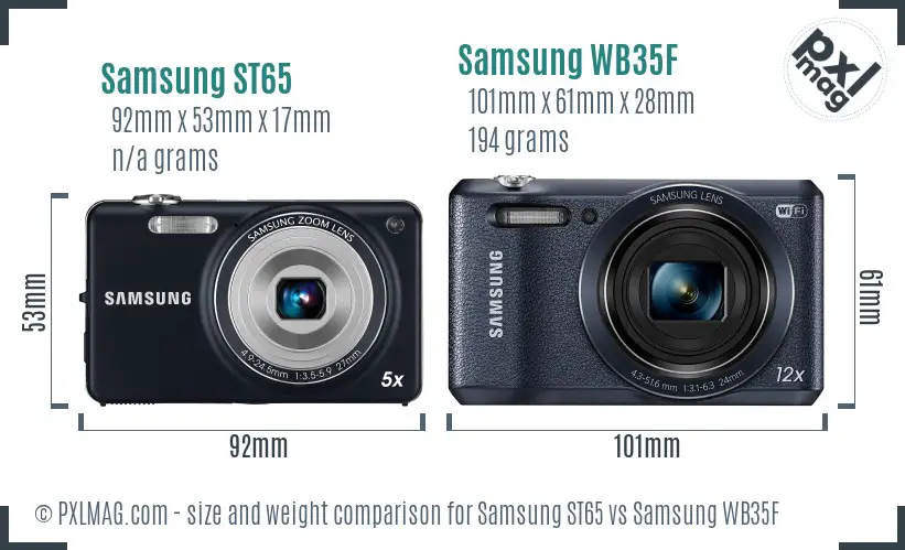 Samsung ST65 vs Samsung WB35F size comparison