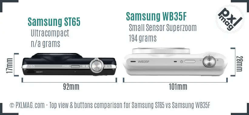 Samsung ST65 vs Samsung WB35F top view buttons comparison