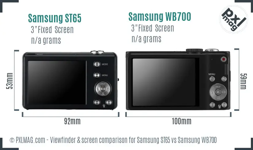 Samsung ST65 vs Samsung WB700 Screen and Viewfinder comparison