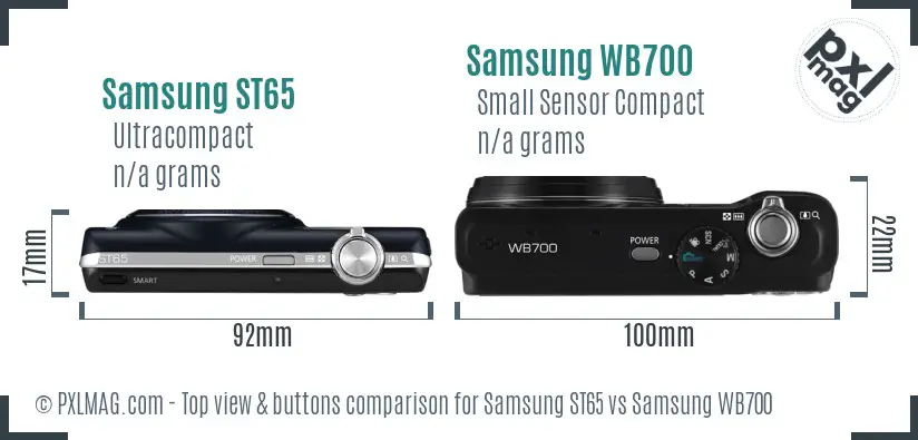 Samsung ST65 vs Samsung WB700 top view buttons comparison