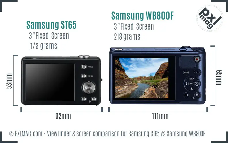 Samsung ST65 vs Samsung WB800F Screen and Viewfinder comparison