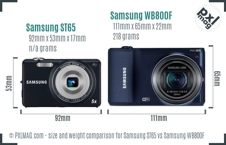 Samsung ST65 vs Samsung WB800F size comparison