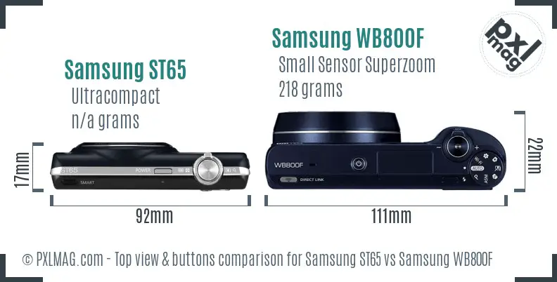 Samsung ST65 vs Samsung WB800F top view buttons comparison