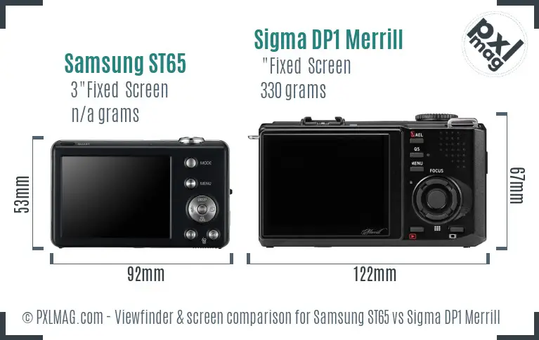 Samsung ST65 vs Sigma DP1 Merrill Screen and Viewfinder comparison