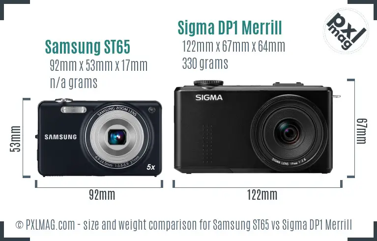Samsung ST65 vs Sigma DP1 Merrill size comparison