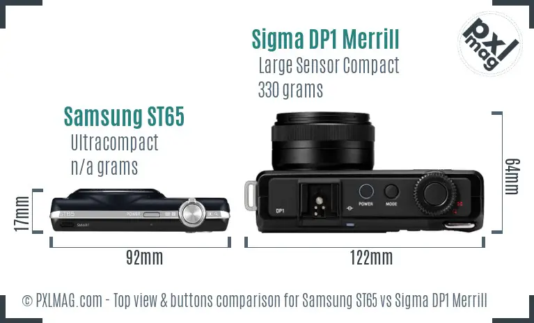 Samsung ST65 vs Sigma DP1 Merrill top view buttons comparison