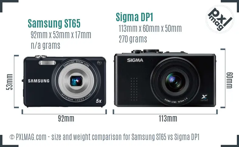 Samsung ST65 vs Sigma DP1 size comparison