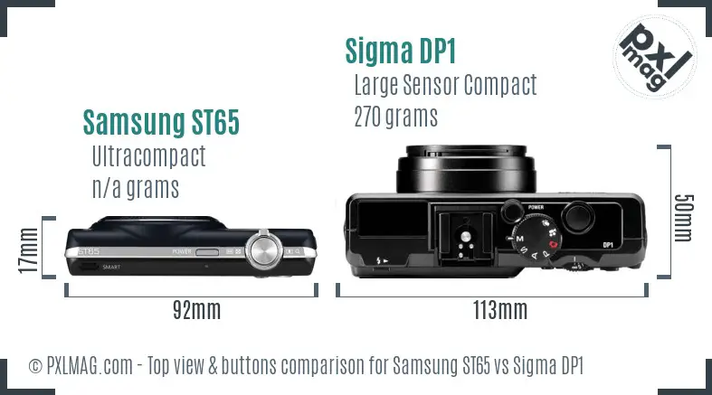Samsung ST65 vs Sigma DP1 top view buttons comparison