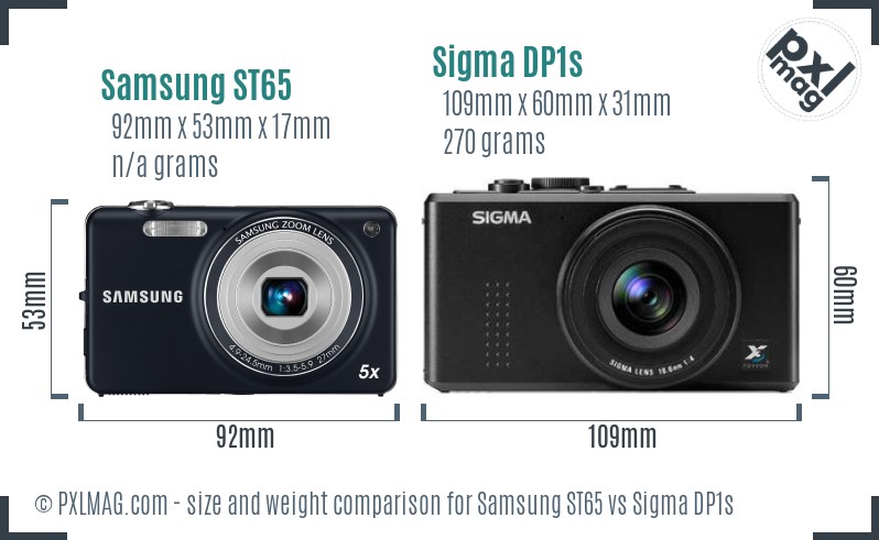 Samsung ST65 vs Sigma DP1s size comparison