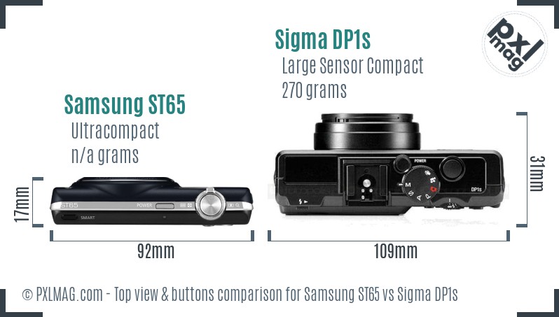 Samsung ST65 vs Sigma DP1s top view buttons comparison