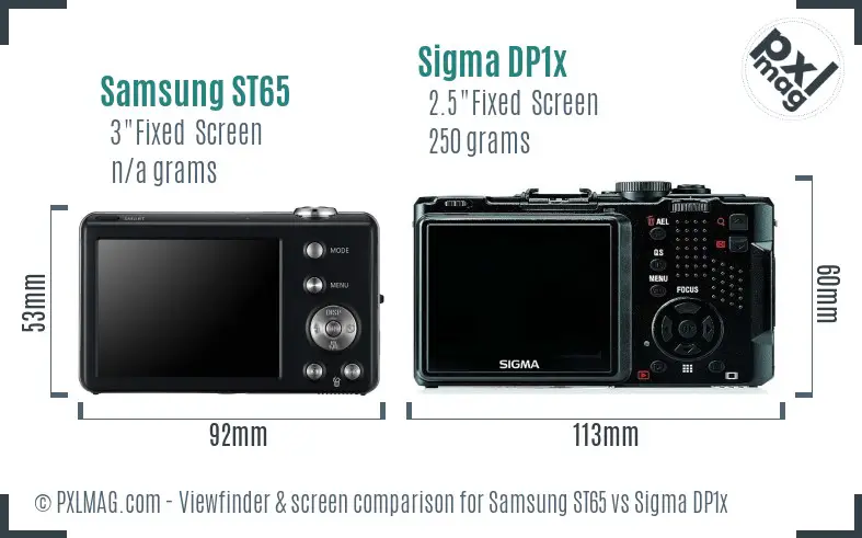 Samsung ST65 vs Sigma DP1x Screen and Viewfinder comparison
