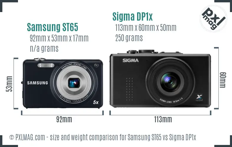 Samsung ST65 vs Sigma DP1x size comparison
