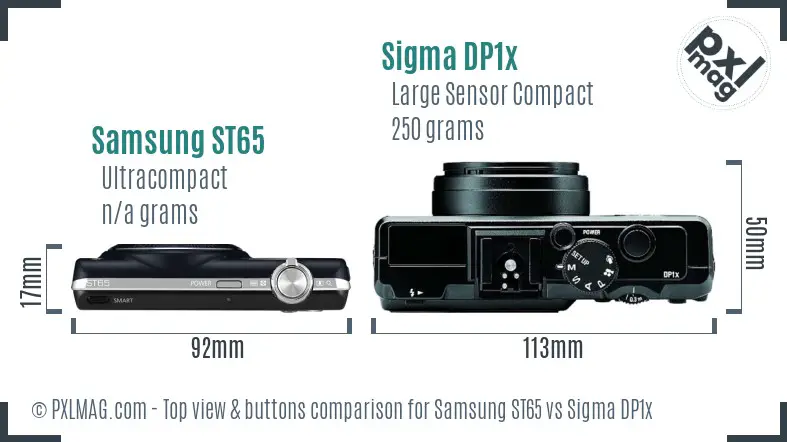 Samsung ST65 vs Sigma DP1x top view buttons comparison
