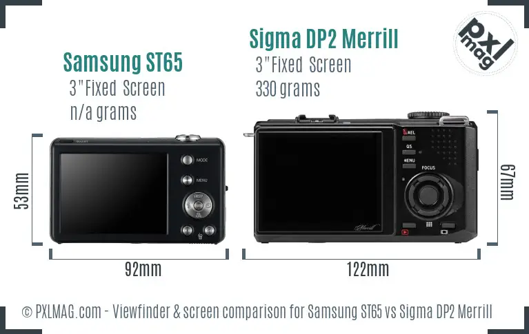 Samsung ST65 vs Sigma DP2 Merrill Screen and Viewfinder comparison
