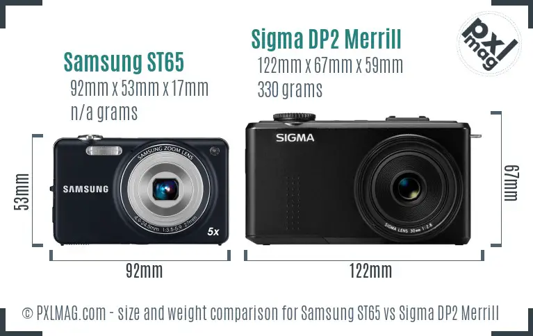 Samsung ST65 vs Sigma DP2 Merrill size comparison