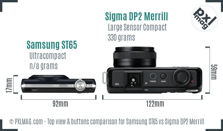 Samsung ST65 vs Sigma DP2 Merrill top view buttons comparison