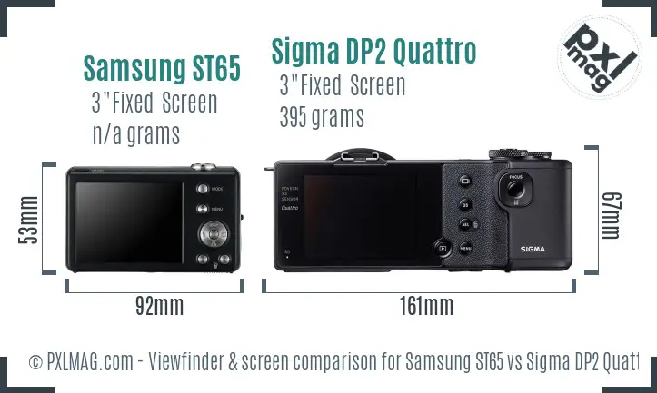 Samsung ST65 vs Sigma DP2 Quattro Screen and Viewfinder comparison