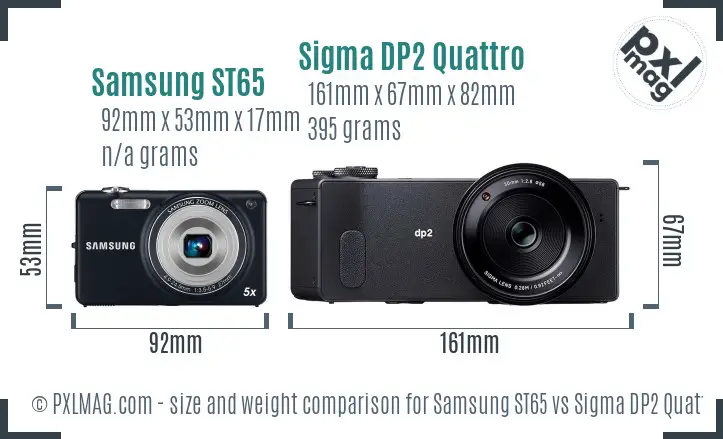 Samsung ST65 vs Sigma DP2 Quattro size comparison