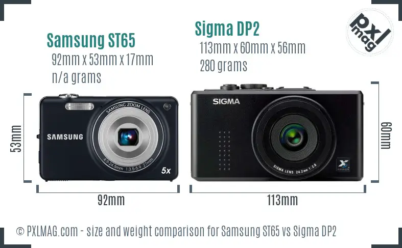 Samsung ST65 vs Sigma DP2 size comparison