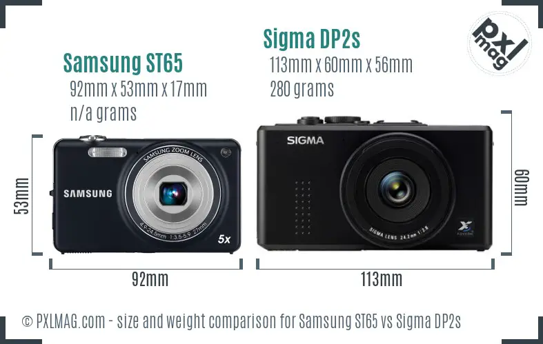 Samsung ST65 vs Sigma DP2s size comparison