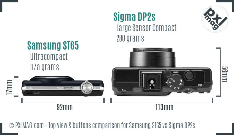 Samsung ST65 vs Sigma DP2s top view buttons comparison