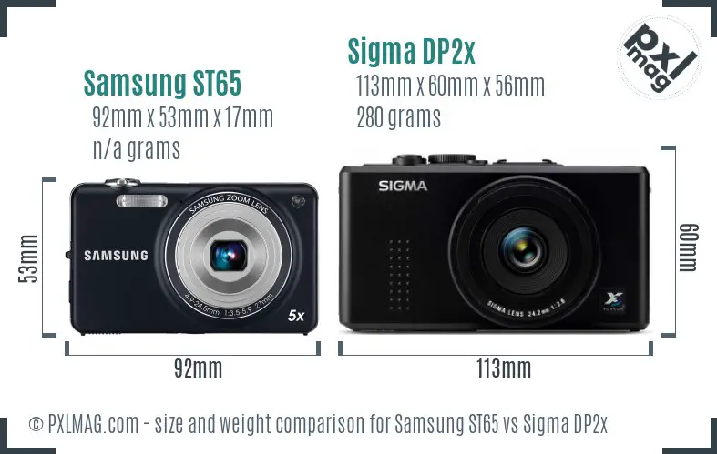 Samsung ST65 vs Sigma DP2x size comparison